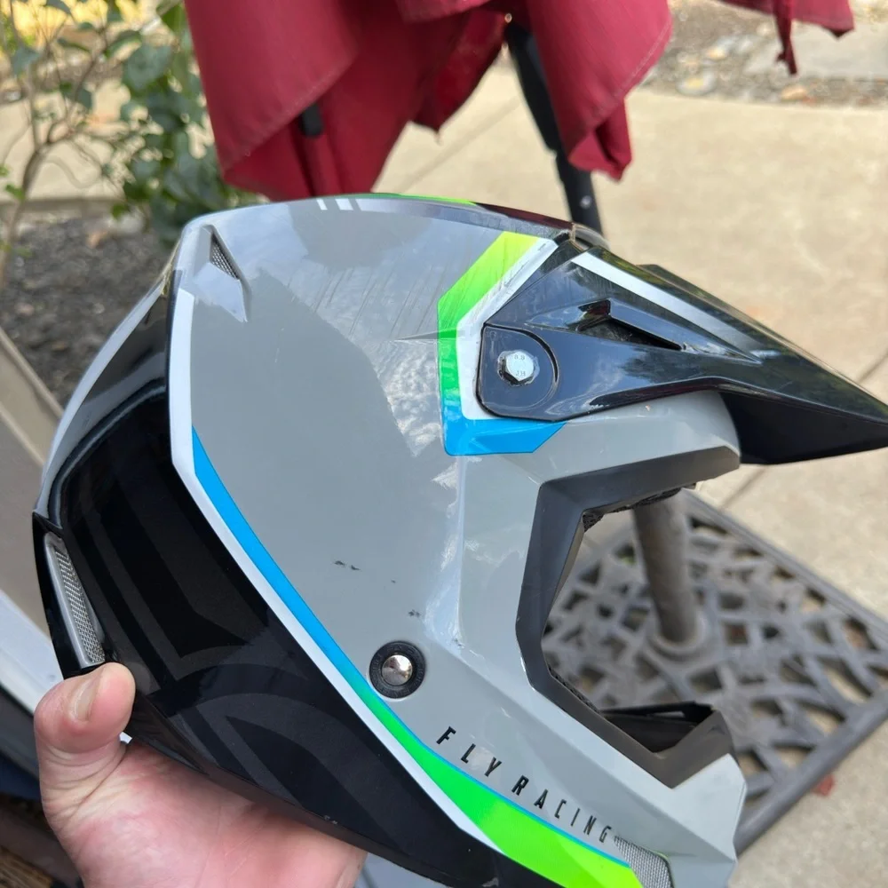 Fly Racing Gray and Green Helmet